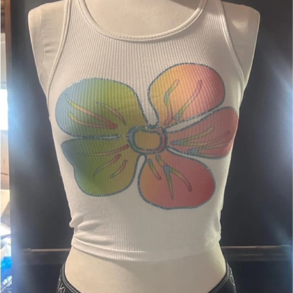 Forever 21 Ribbed Crop Tank Top in Pink and Green